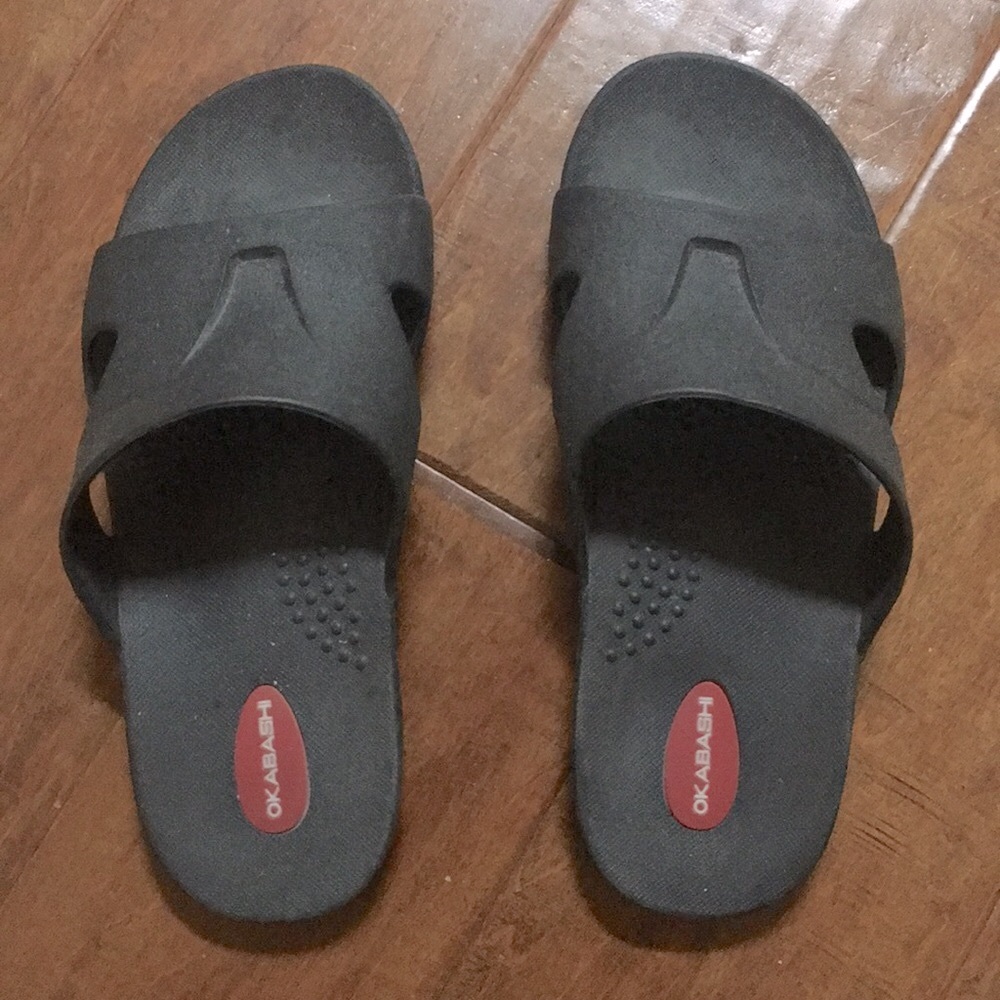 Unisex OKABISHI Black Slides Sandals Shoes M L